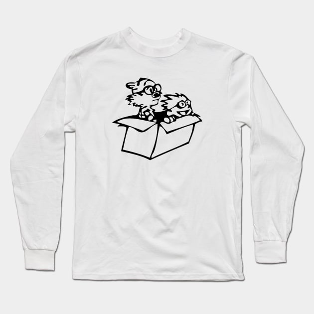 Calvin and Hobbies in a Box Silhouette Long Sleeve T-Shirt by RileyDixon